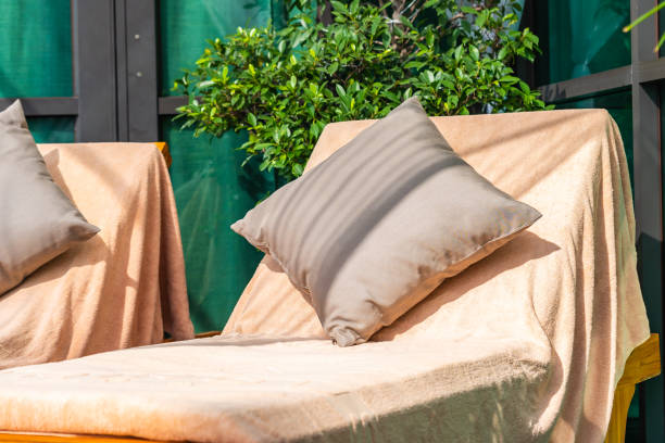 istock Comfortable pillow on sofa chair decoration outdoor 1193501664