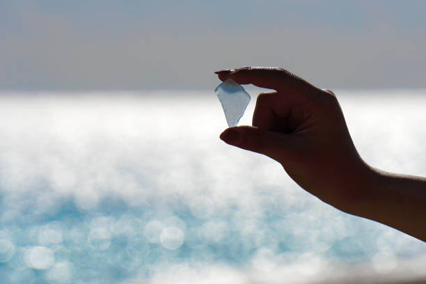 Beach glass and blue sky