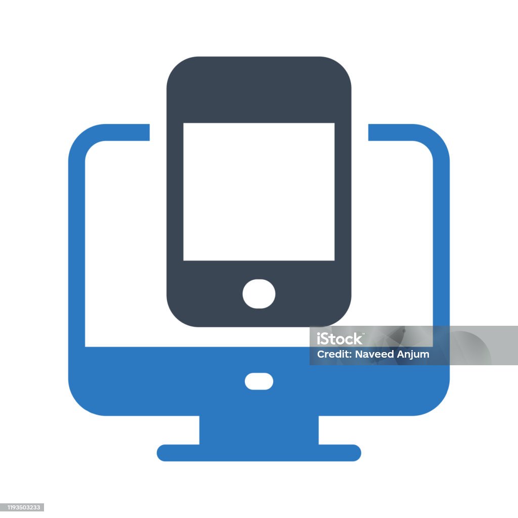 One Computer Mobile Images Mobile Screen Stock Illustration - Download Image Now - Computer ...