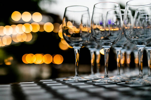 istock Beutiful setup of wine glasess for dinner, party, weddings or chrismas 1193503619
