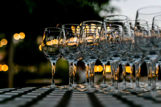 istock Beutiful setup of wine glasess for dinner, party, weddings or chrismas 1193503802