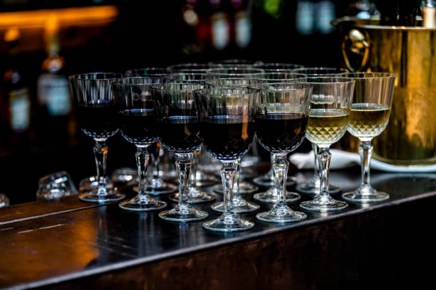 istock Beutiful setup of wine glasess for dinner, party, weddings or chrismas 1193503915