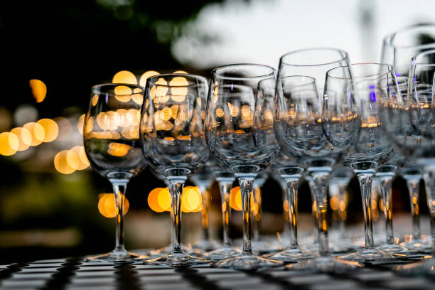 istock Beutiful setup of wine glasess for dinner, party, weddings or chrismas 1193504981