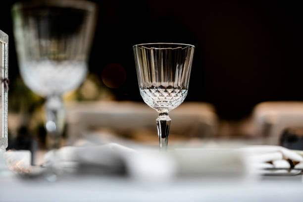 istock Beutiful setup of wine glasess for dinner, party, weddings or chrismas 1193505067