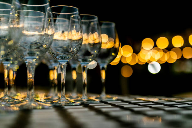 istock Beutiful setup of wine glasess for dinner, party, weddings or chrismas 1193505186