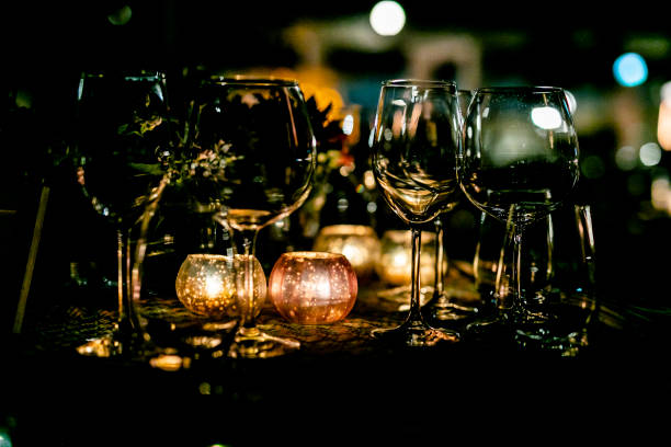 istock Beutiful setup of wine glasess for dinner, party, weddings or chrismas 1193505209