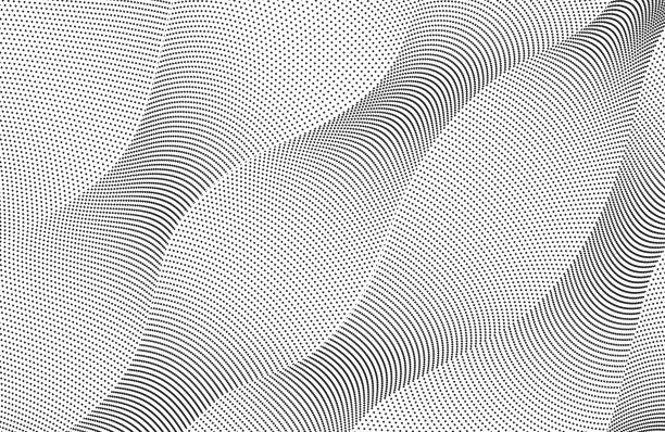 黒い点線の対角線。デジタルハーフトーンパターン。抽象的な技術の背景、テクスチャ表面。電磁波コンセプト。モノクロベクトルopアートデザイン。eps10 イラストレーション - moire点のイラスト素材／クリップアート素材／マンガ素材／アイコン素材