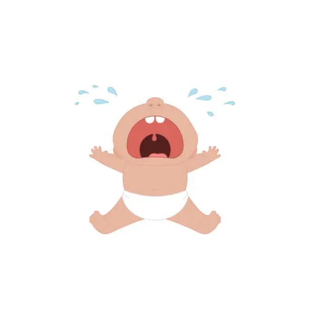 Vector illustration of Crying little baby