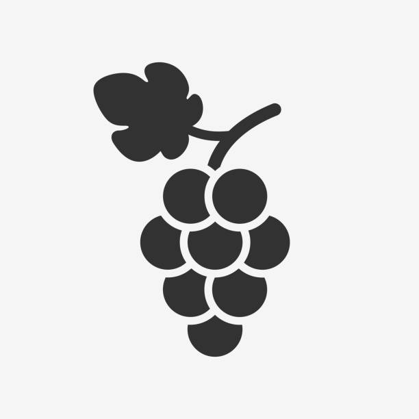 illustrations, cliparts, dessins animés et icônes de icône de raisin. logo de vin. - feuille de vigne