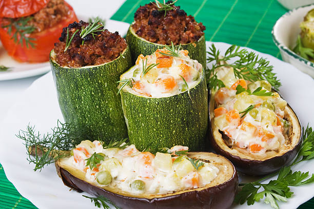 istock Stuffed zucchini and aubergine 119351094