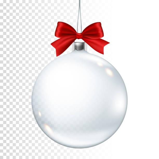 istock Realistic transparent christmas ball with bow, isolated on transparent background. 1193511904