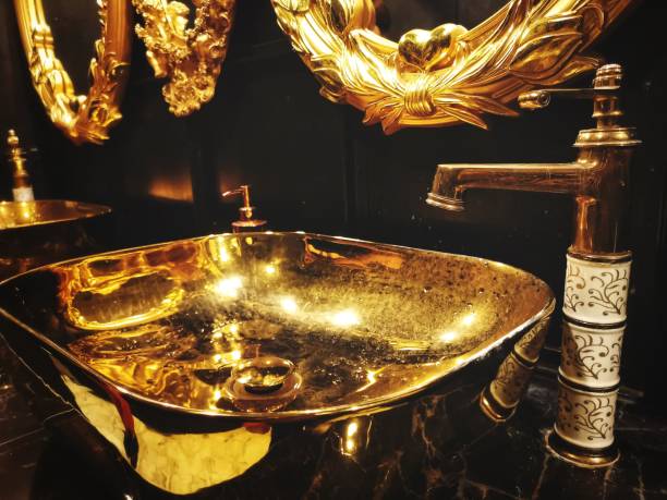 istock Gold wash basin luxury interior 1193511935