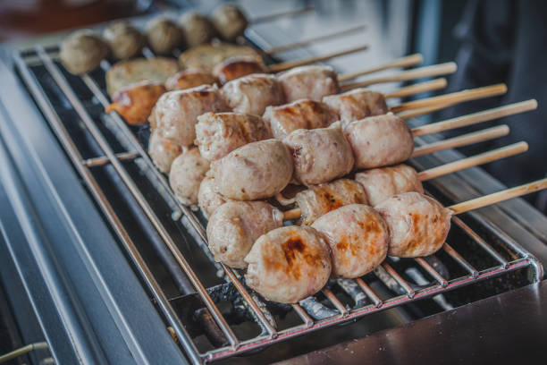 istock Thai meatball and pork sausage with vegetables cabbage and ginger 1193512763