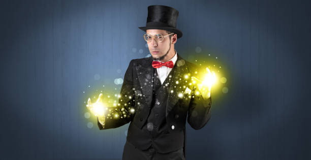 istock Illusionist holding superpower on his hand 1193512991