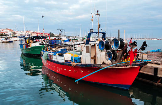 a view over the fishing port of Cambrils, in Catalonia, Spain, in winter