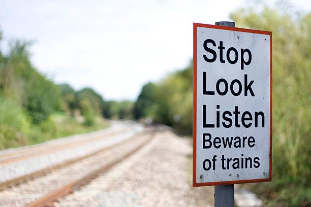 Railway dangers stock photo