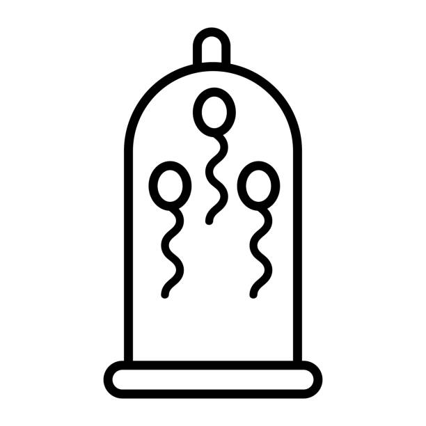 illustrazioni stock, clip art, cartoni animati e icone di tendenza di preservativo e vettore icona spermatica. illustrazione del simbolo del contorno isolato - condom aids orgasm sexual activity