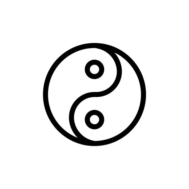 kuvapankkikuvitukset aiheesta yin yangin kuvakevektori. eristetty ääriviivasymbolin kuva - yin yang symbol