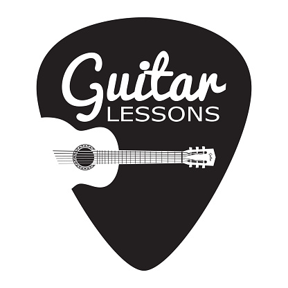 Guitar lessons Badge/Label. For signage, prints and stamps