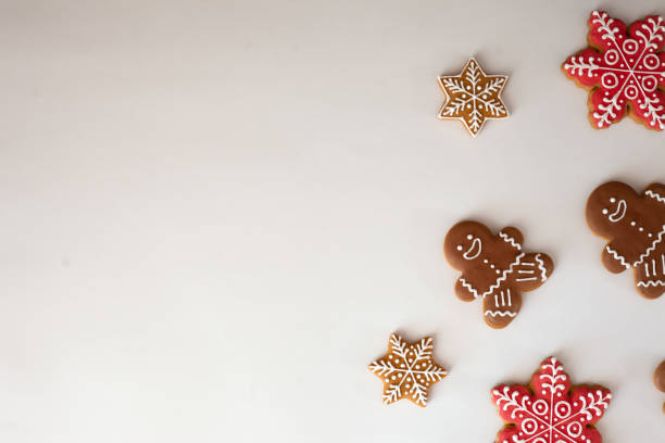 istock Homemade glazed gingerbreads on white background. 1193517801