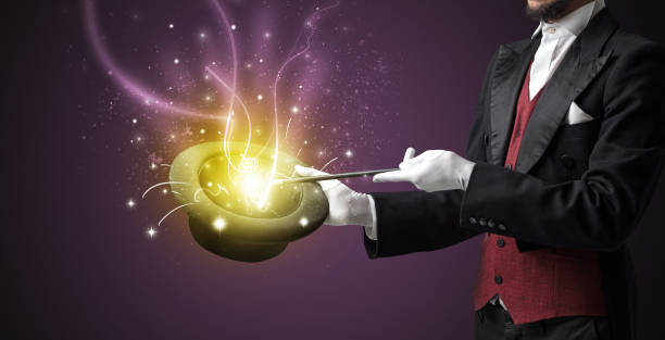 istock Magician hand conjure miracle from cylinder 1193519747