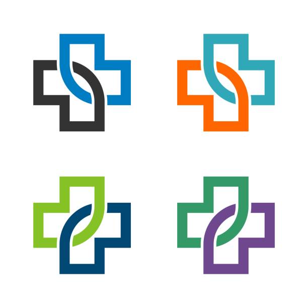 health care cross infinity line logo szablon ilustracja projekt. wektor eps 10. - medical logos stock illustrations