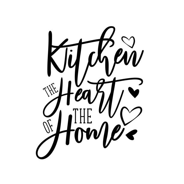 istock Kitchen the heart of the home- positive calligraphy, with heart. 1193522487