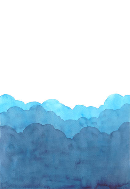 istock Abstract watercolor hand painting illustration in cloud concept. Bright blue wavy background. High resolution. Design for card, cover, print, web. 1193522651