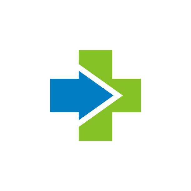 ilustrações, clipart, desenhos animados e ícones de arrow cross health care logo modelo ilustração design. vetor eps 10. - medical logos