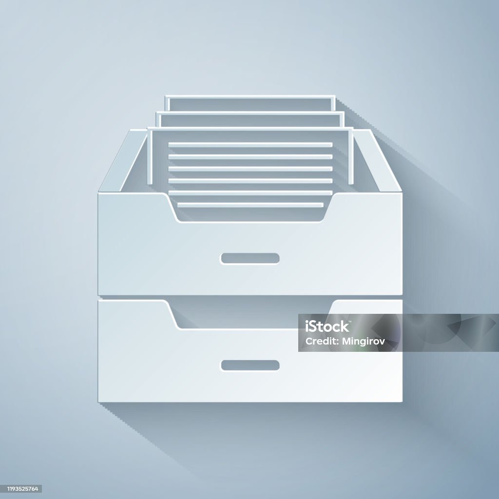 Laci Potongan Kertas Dengan Ikon Dokumen Diisolasi Pada Latar Belakang