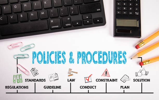 istock Policies and procedures Concept. Chart with keywords and icons 1193525791