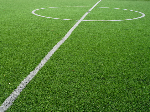 Fresh paint stripes on a soccer field
