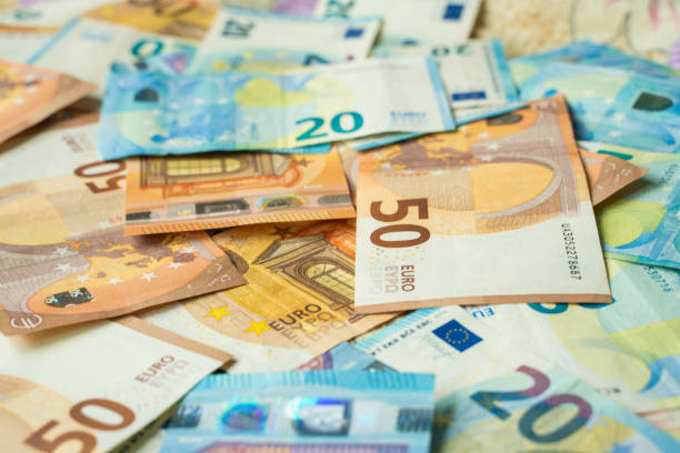 istock Euro money bill vaious value background 1193526896