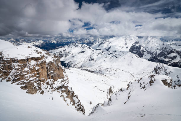 View from Sass Pordoi in winter