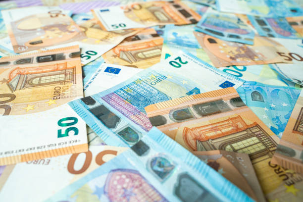 istock Euro money bill vaious value background 1193530923