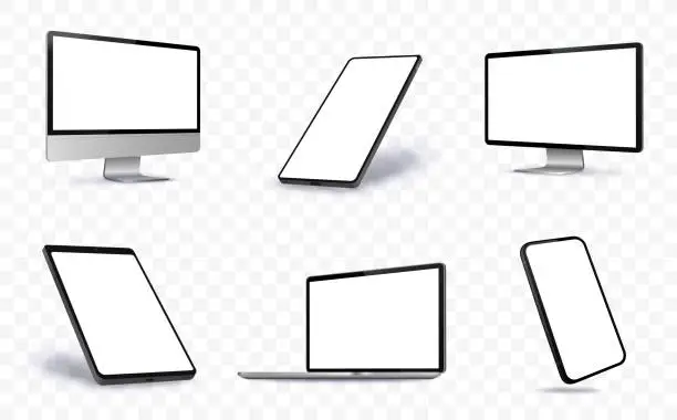 Vector illustration of Computer Screen, Laptop, Tablet PC and Mobile Phone Vector illustration With Perspective Views.