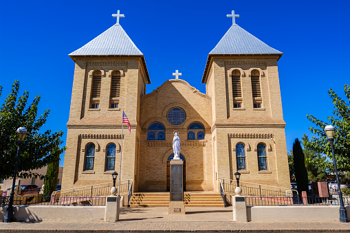 Mesilla, New Mexico USA - October 26, 2019: The Basilica of San Albino, a roman catholic church, was constructed in 1906 located in Las Cruces.