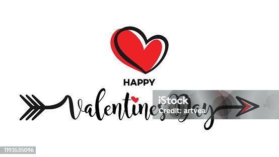 istock Valentines Day Calligraphy Banner with Heart 1193535096
