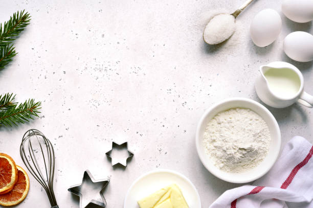 istock Christmas festive baking background with ingredients for making cake or biscuit 1193537639