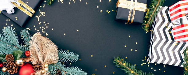 istock Festive New Year banner for the site in black. 1193540180