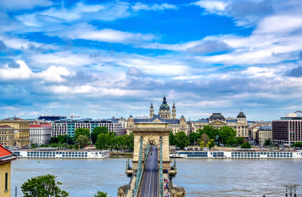 istock Chain Bridge across the Danube River in Budapest, Hungary 1193540520