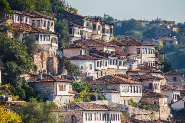 Traditional Houses In Berat - Berat, Albania stock photo