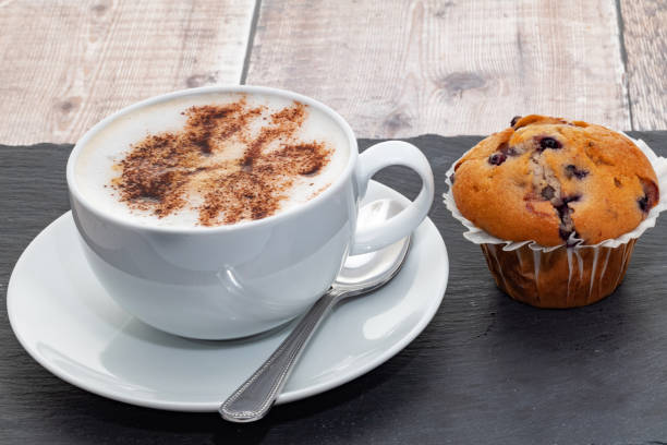 istock Cappucino coffee and blueberry muffin 1193542724