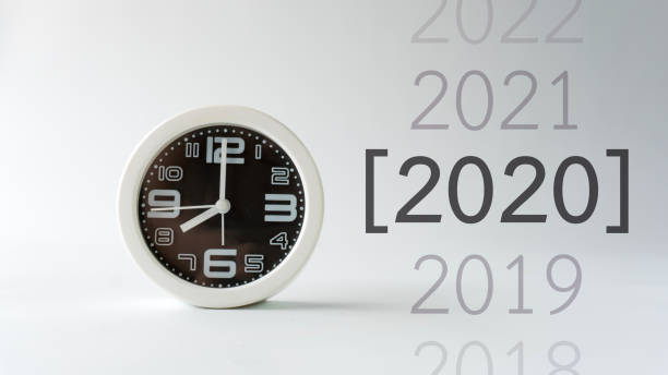 istock a white clock 8 am on white background with text new year of 2020 1193543458