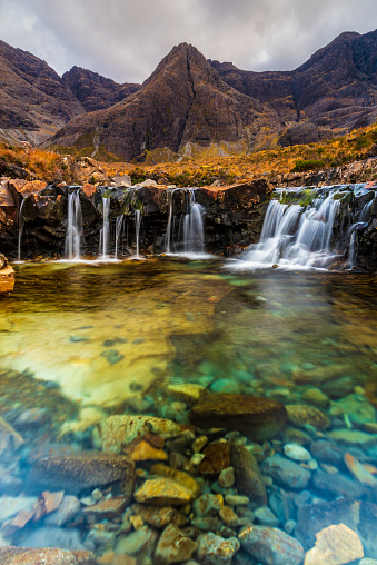 A popular destination on the Isle of Skye, the Fairy Pools are a collection of waterfalls and pools on the Coire na Creiche near the Cuillin Hills.