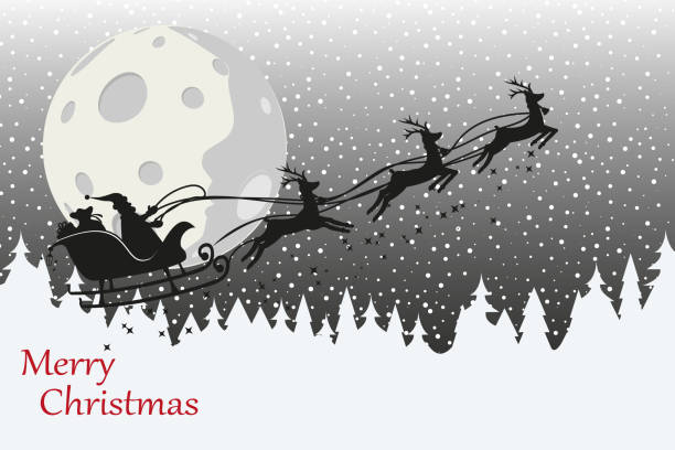 istock Santa Claus in a sleigh and with reindeer. Vector illustration 1193545178