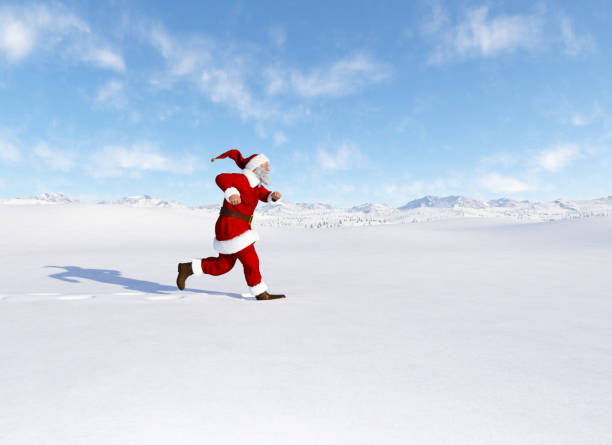istock Santa Claus Running in Snow 3D Rendering 1193545642