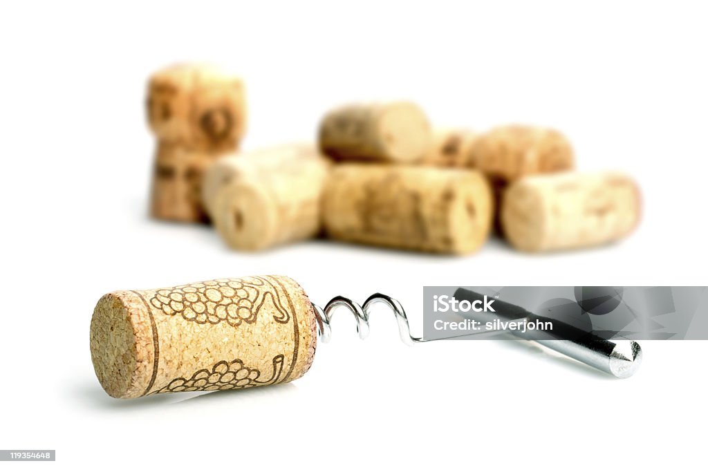 Corkscrew and wine corks  Alcohol - Drink Stock Photo