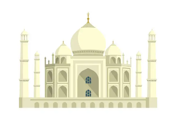 Vector illustration of Taj Mahal - India / World famous buildings vector illustration.