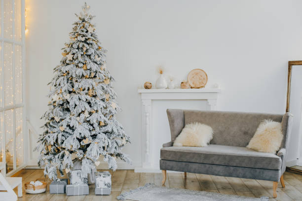 istock Christmas decorations on Christmas tree with lights 1193551718